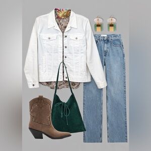 Spring fresh white denim jacket 2X ptp 26” L 25”